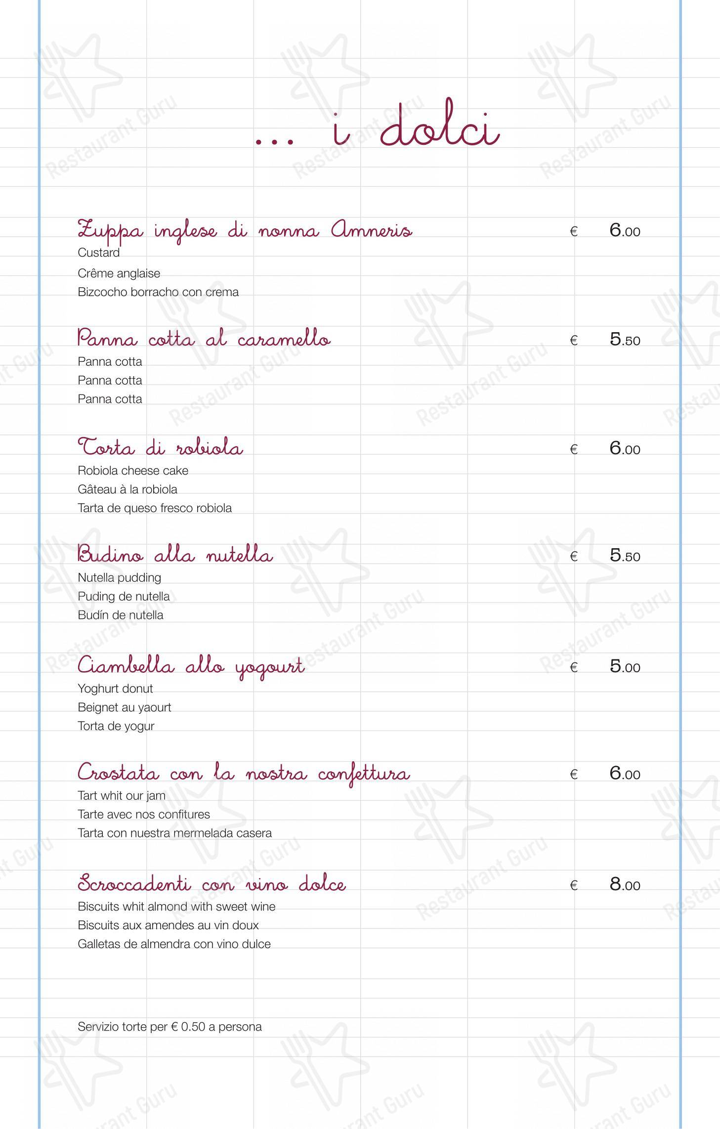 Menu per Marianaza ristorante