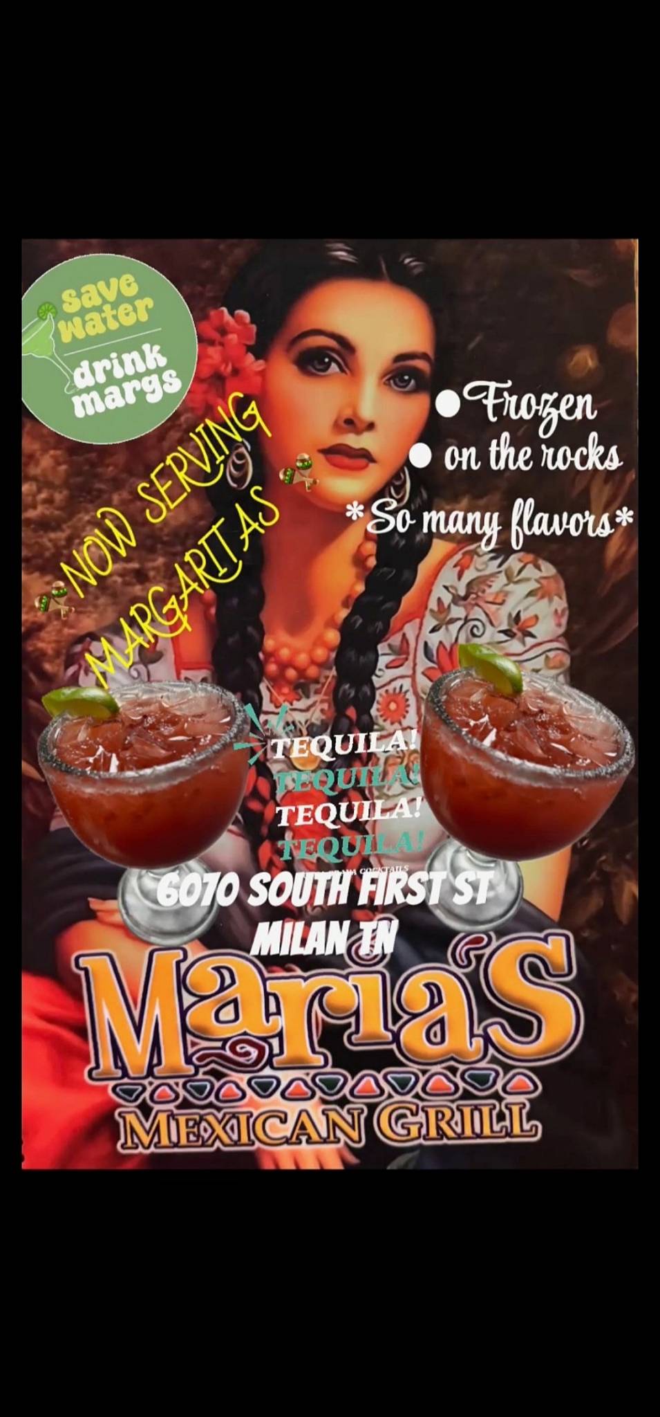 Menu at Maria's Mexican Grill restaurant, Milan