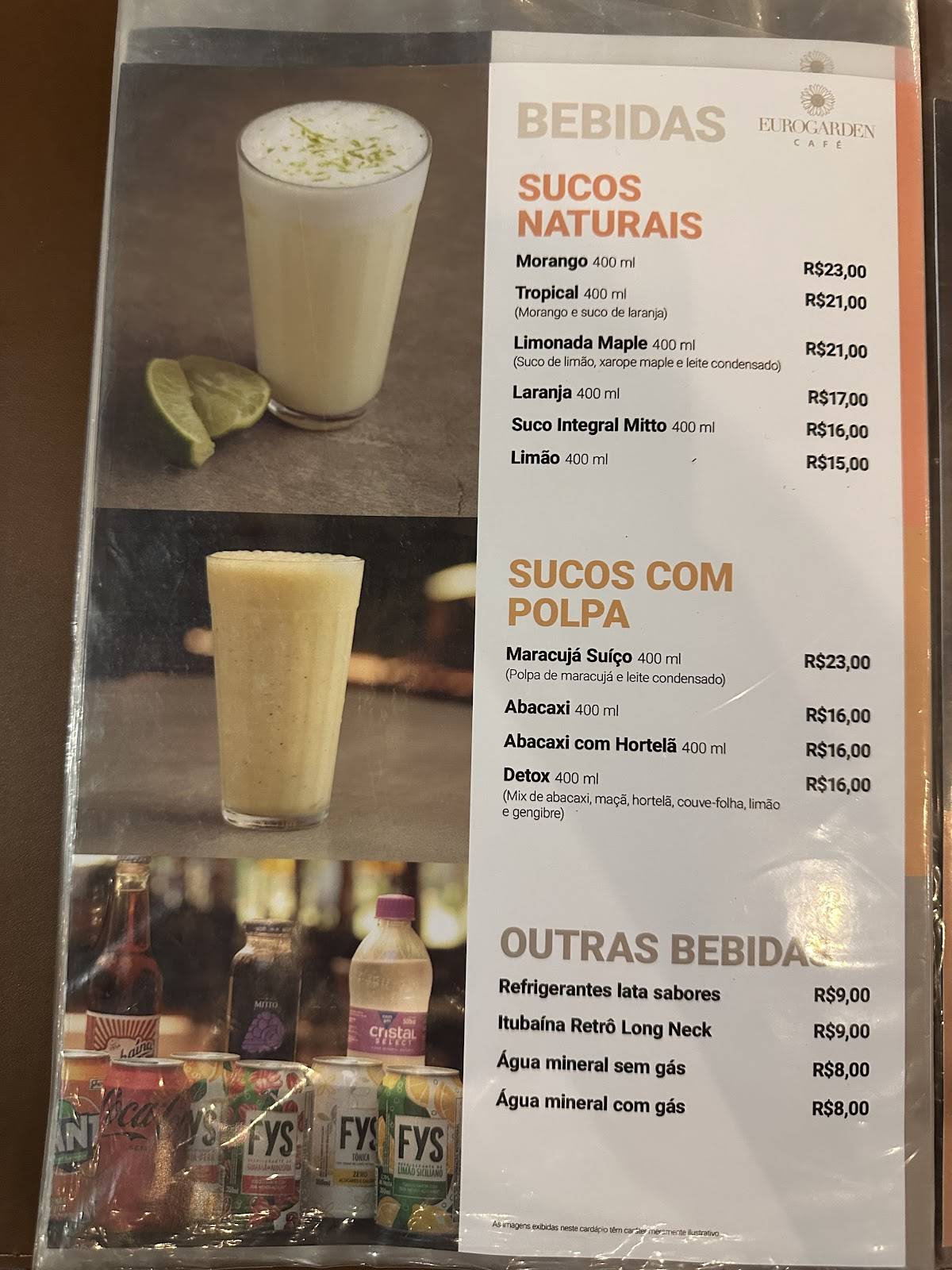Eurogarden Café cardápio