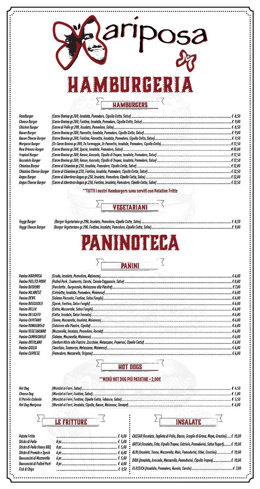 Menu di Mariposa 