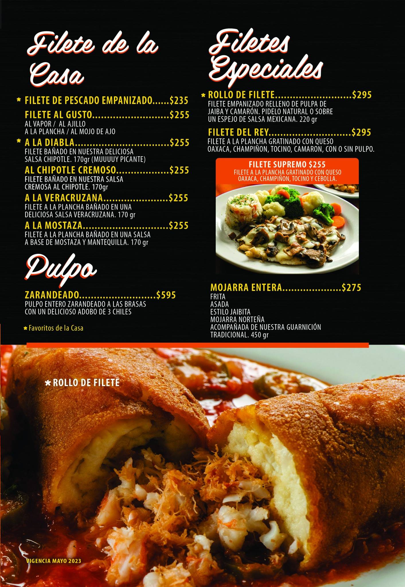 Carta del restaurante Mariscos La Jaibita Monterrey C Julián