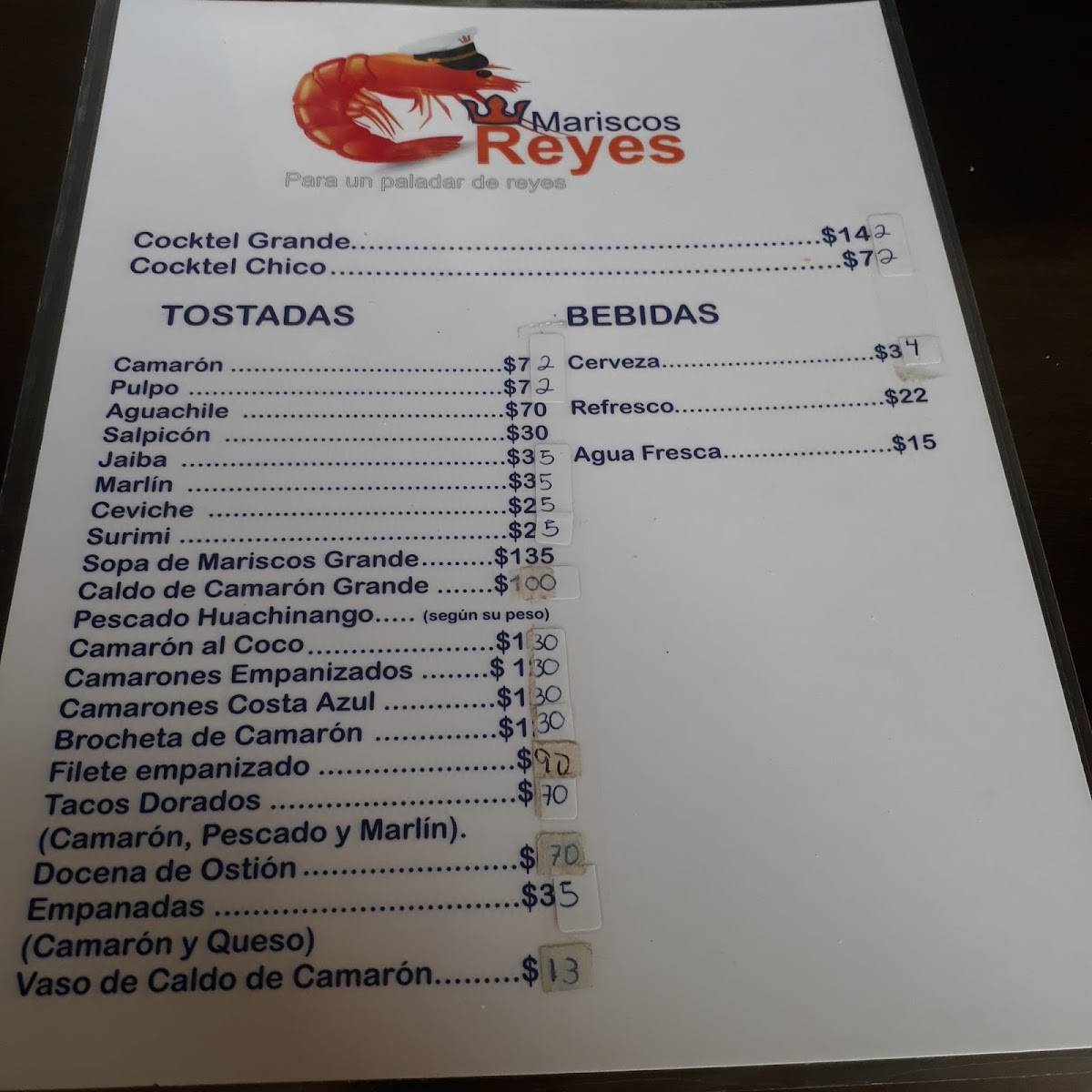 Carta Del Restaurante Carnes Y Mariscos Reyes Silao