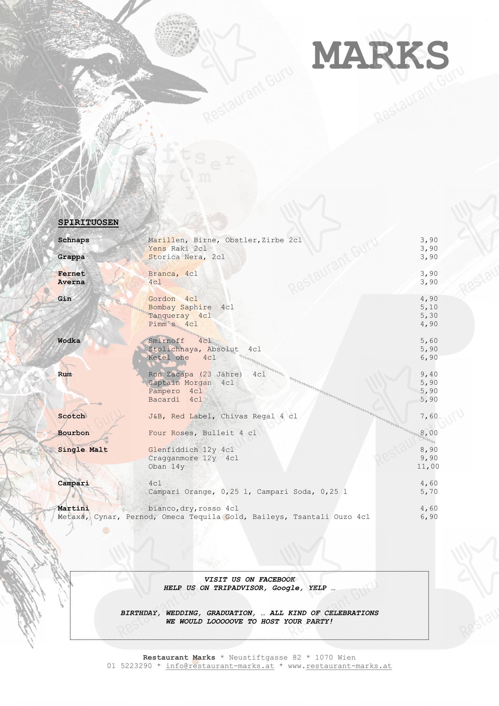 Marks dans Vienne - Menu