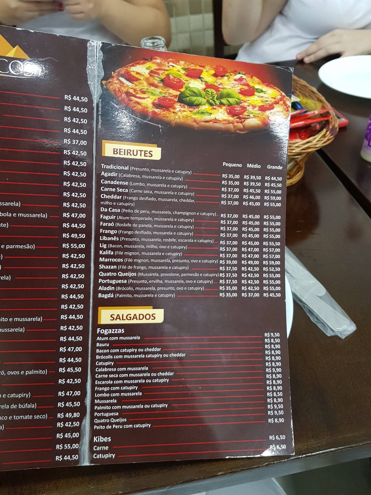 Marrocos Esfiha cardápio