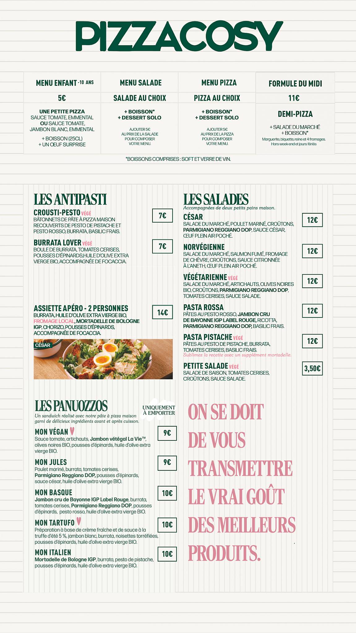 Menu de Pizza Cosy
