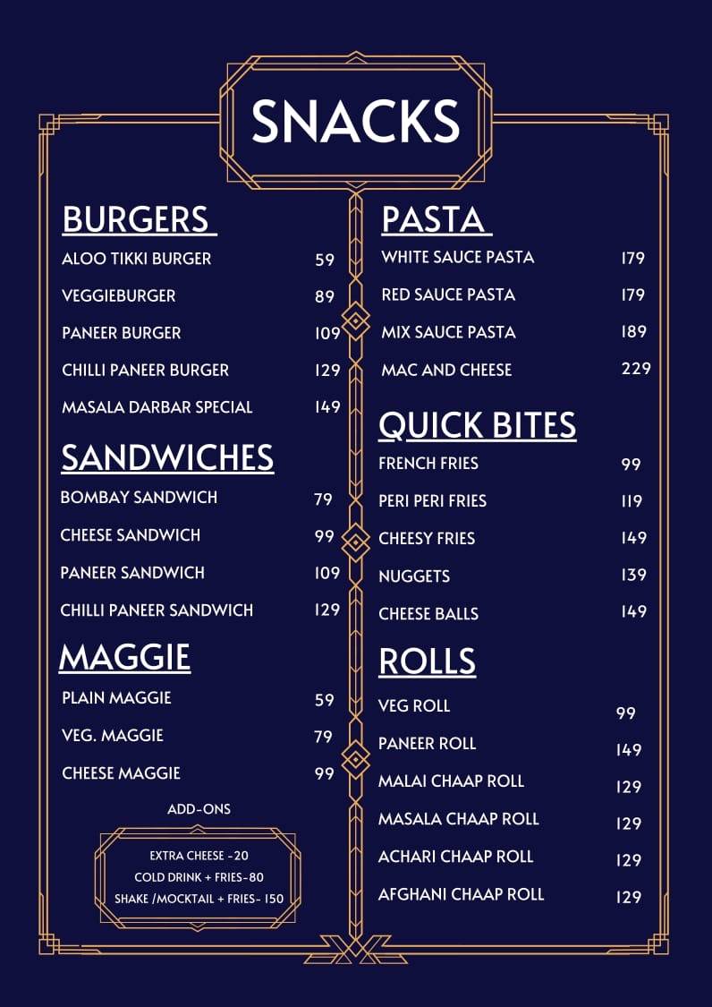 Masala Darbar menu