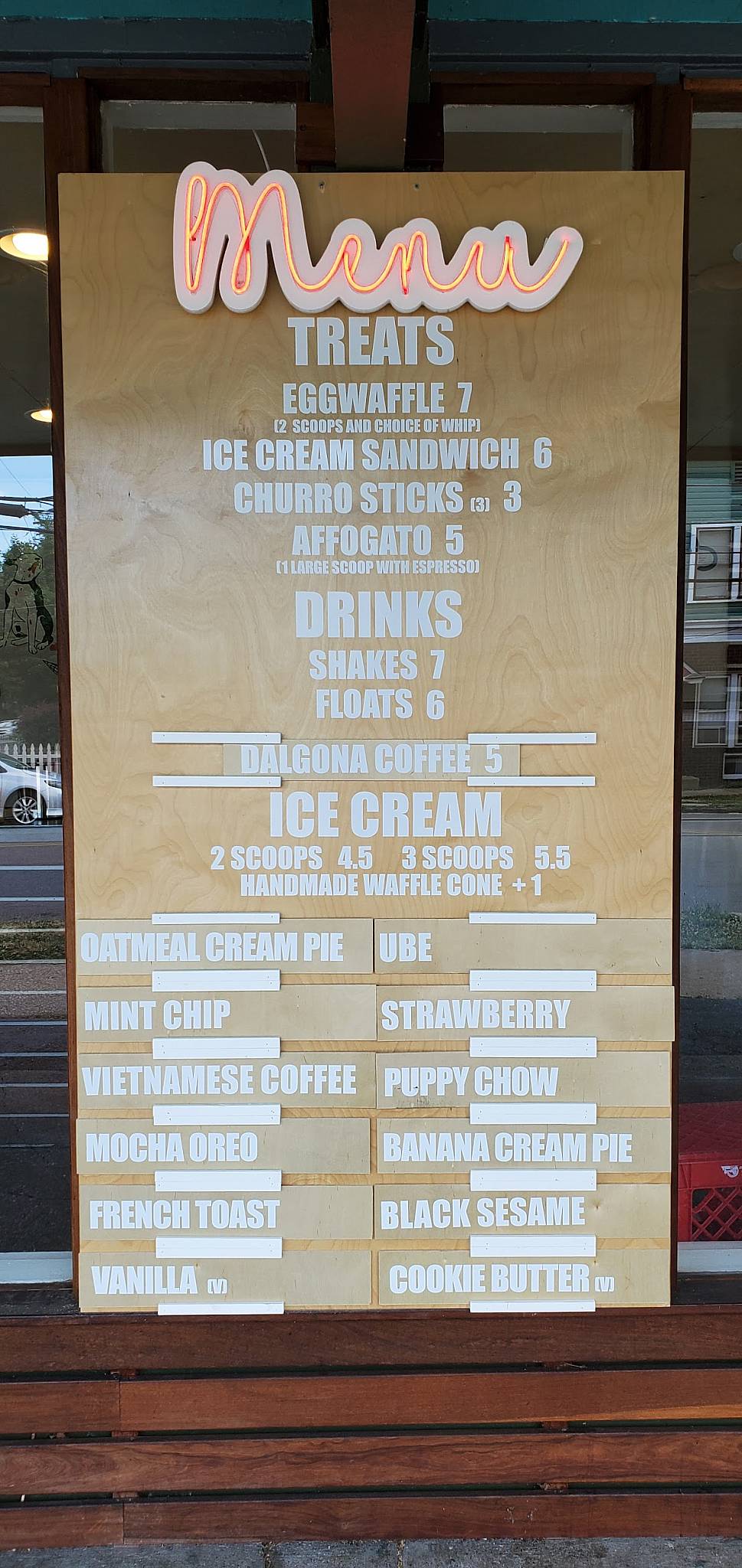 Menu at Mason's Creamery restaurant, Cleveland