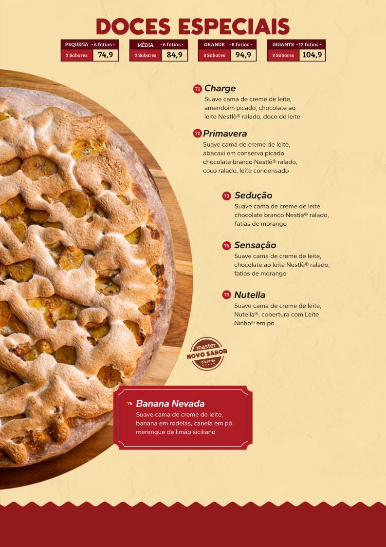 Master Pizzaria cardápio