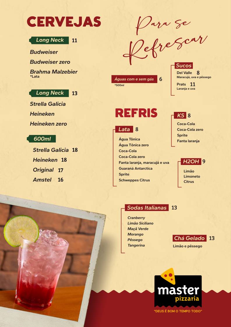 Master Pizzaria cardápio