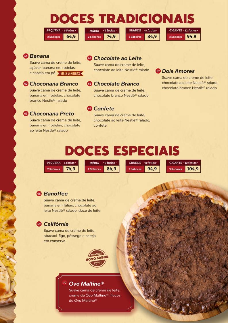 Master Pizzaria cardápio