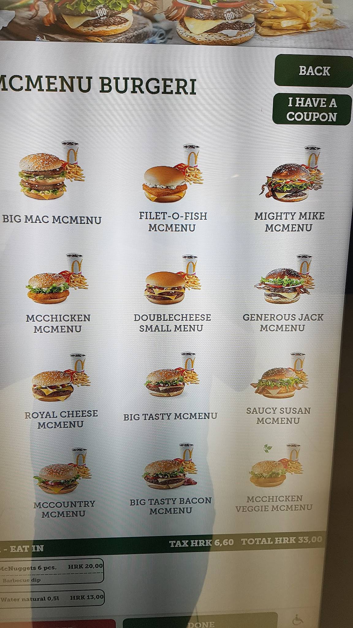 Menu At Mcdonald S Avenue Mall Restaurant Zagreb