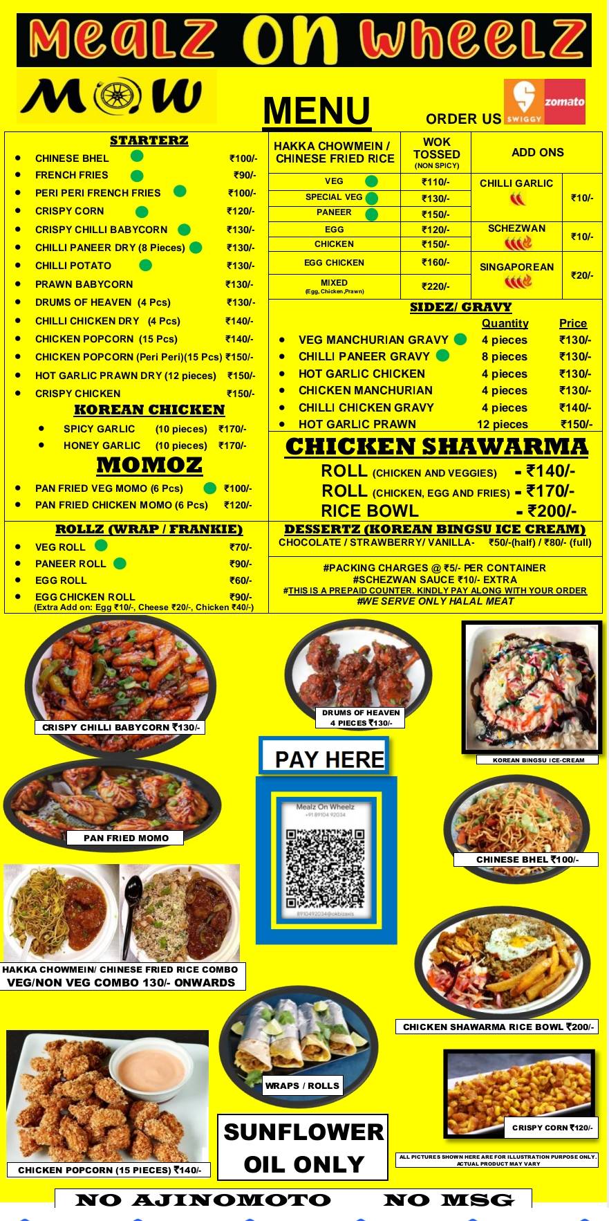 Mealz On Wheelz menu