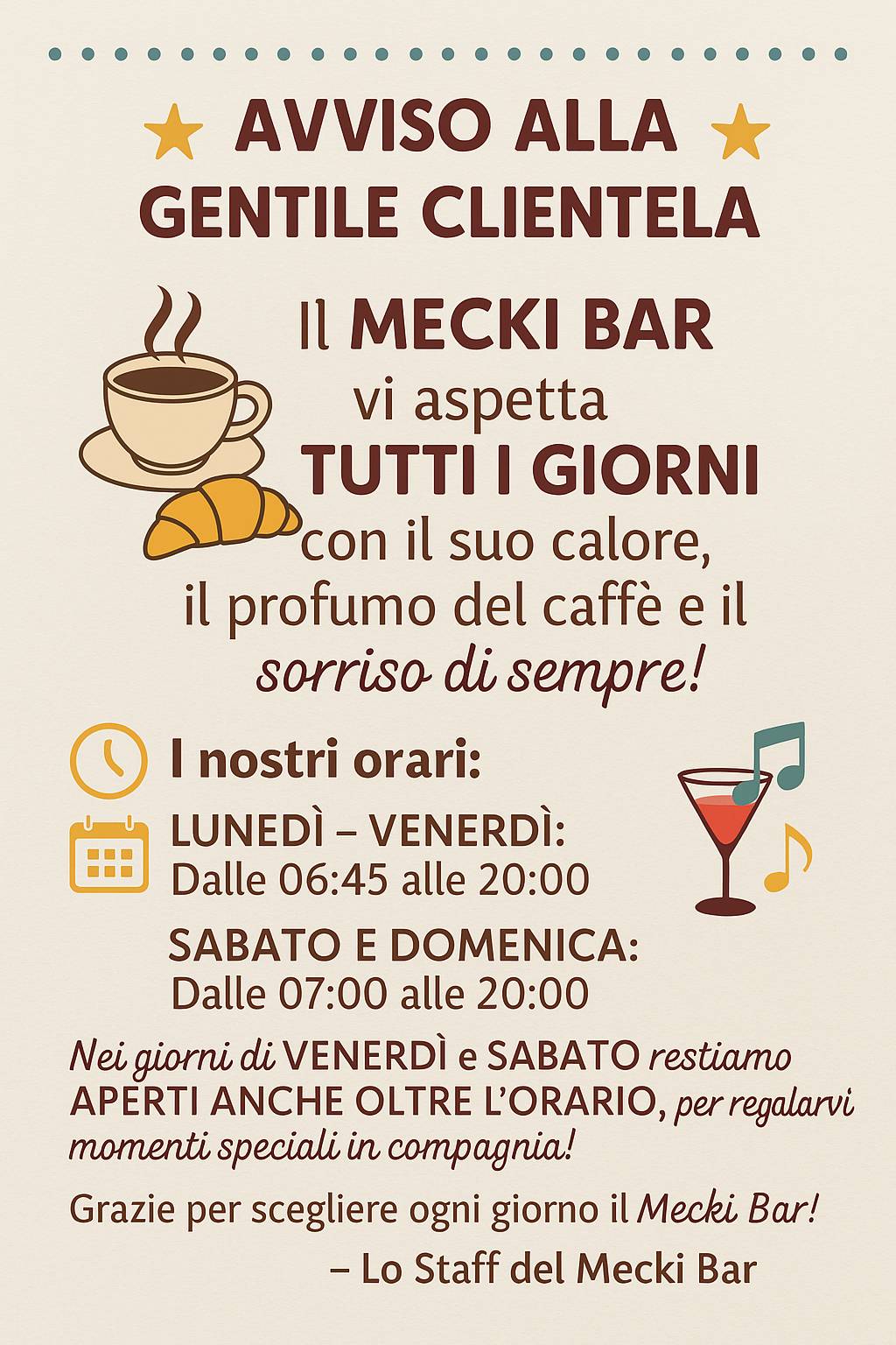 Menu di Mecki Bar 