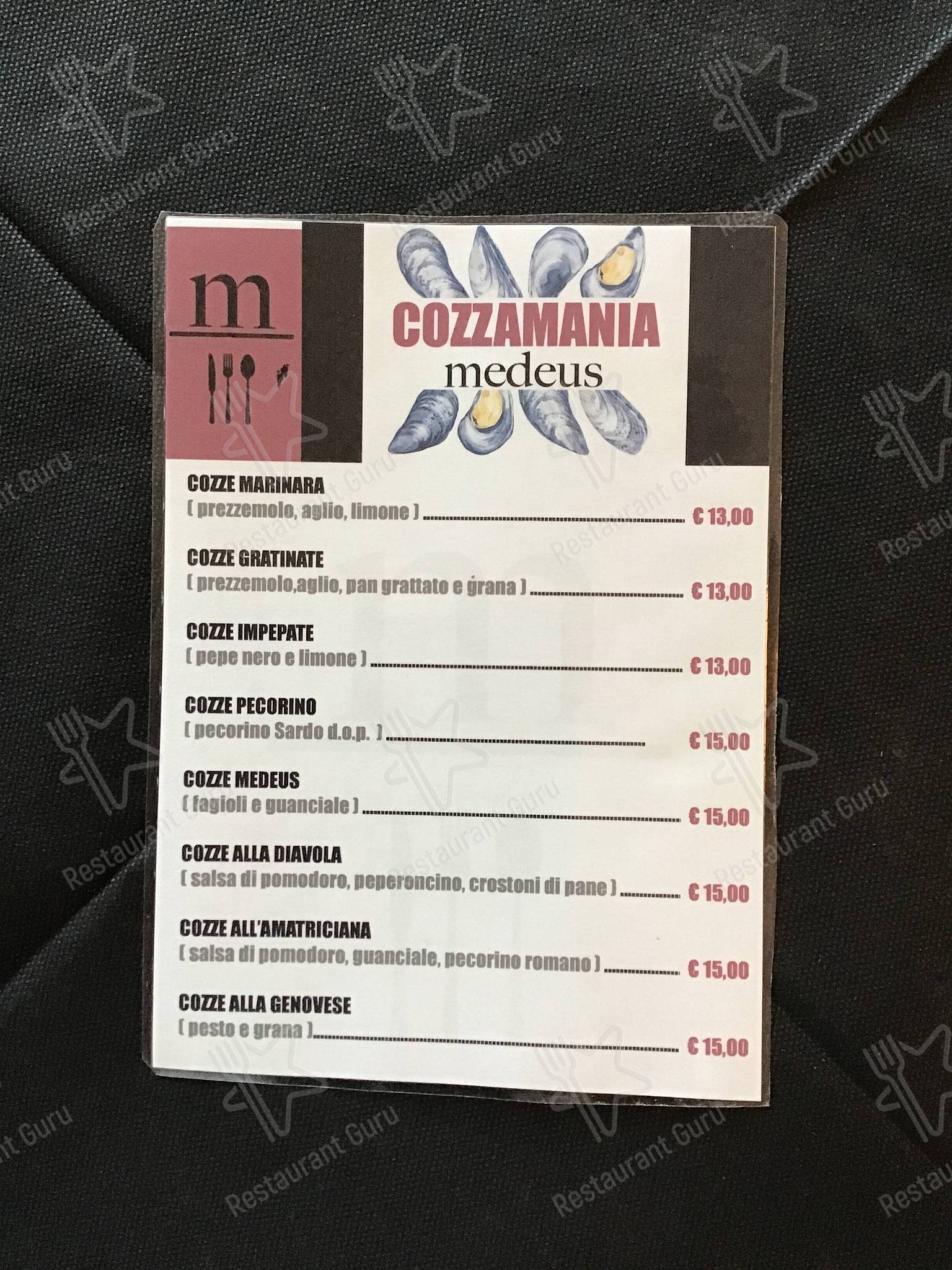 Menu pour Medeus Restaurant restaurant