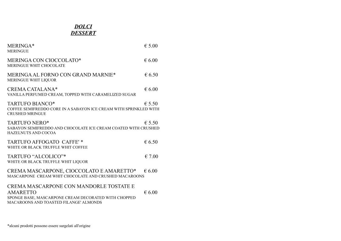 Menu di Pizzeria Urban Cafe' 