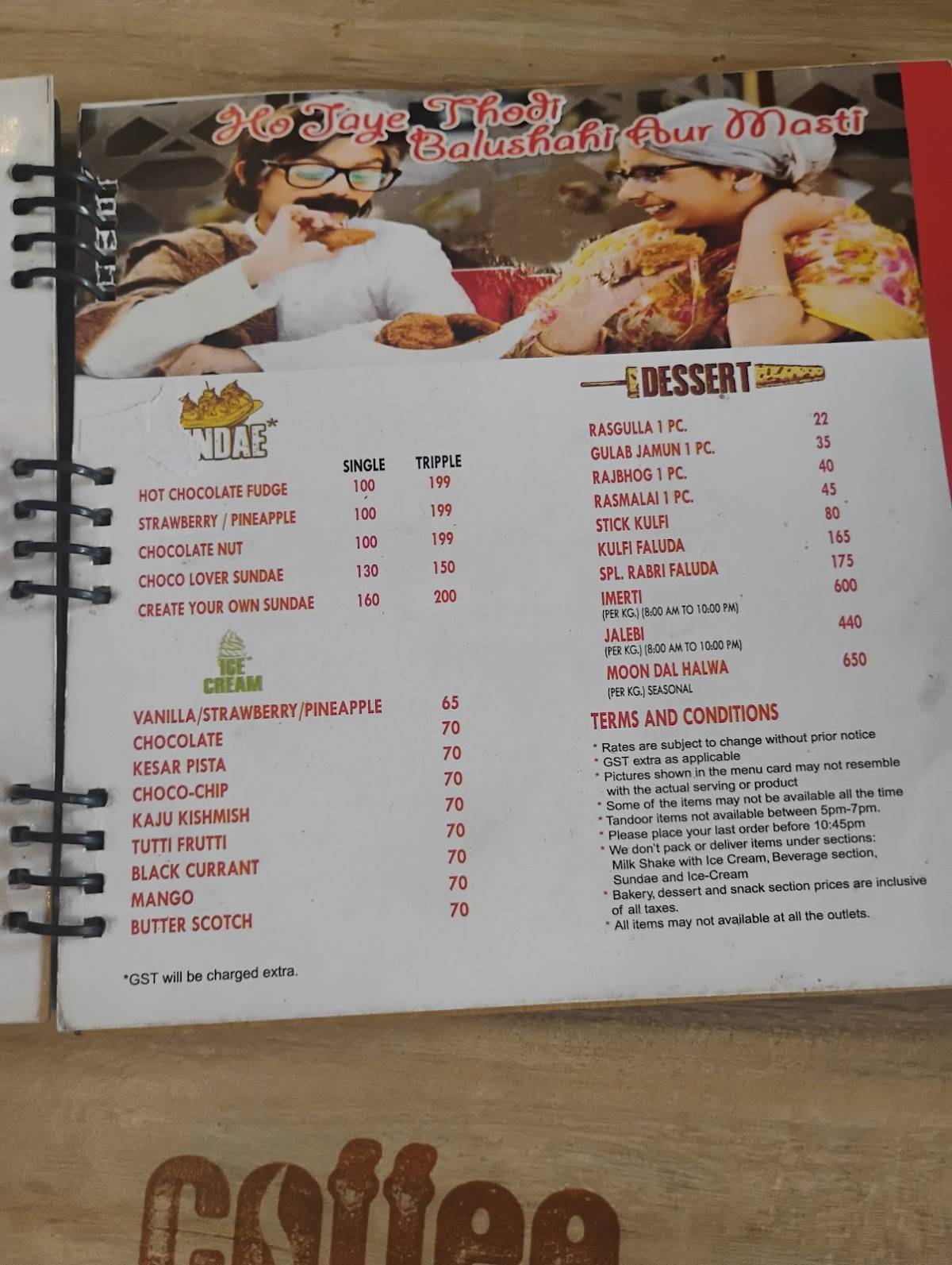 Hira Sweets menu