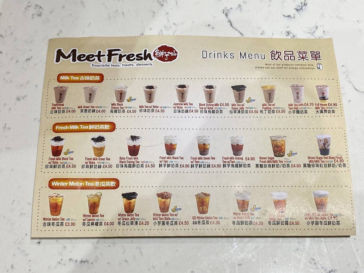 Menu at Meet Fresh restaurant, London