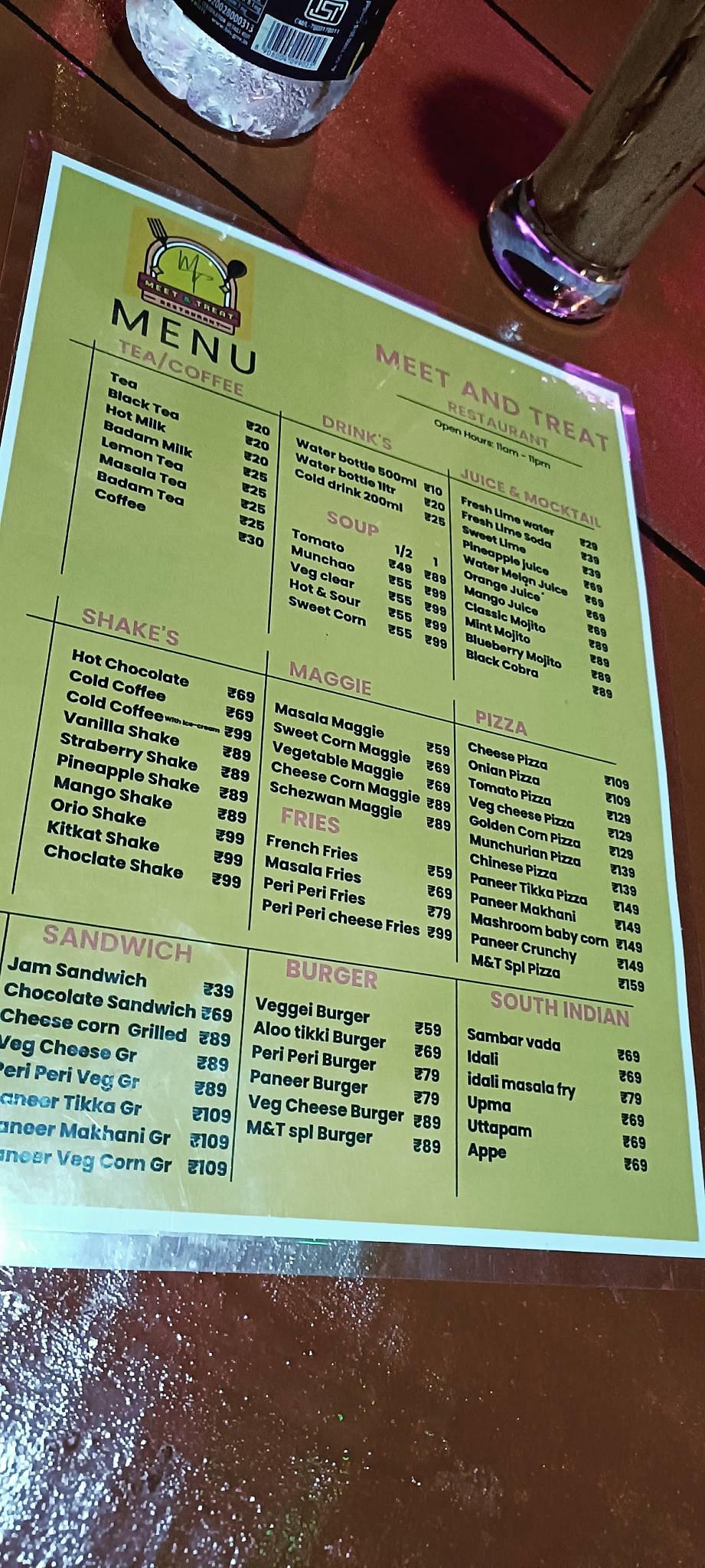 Meet & Treat Restaurant menu