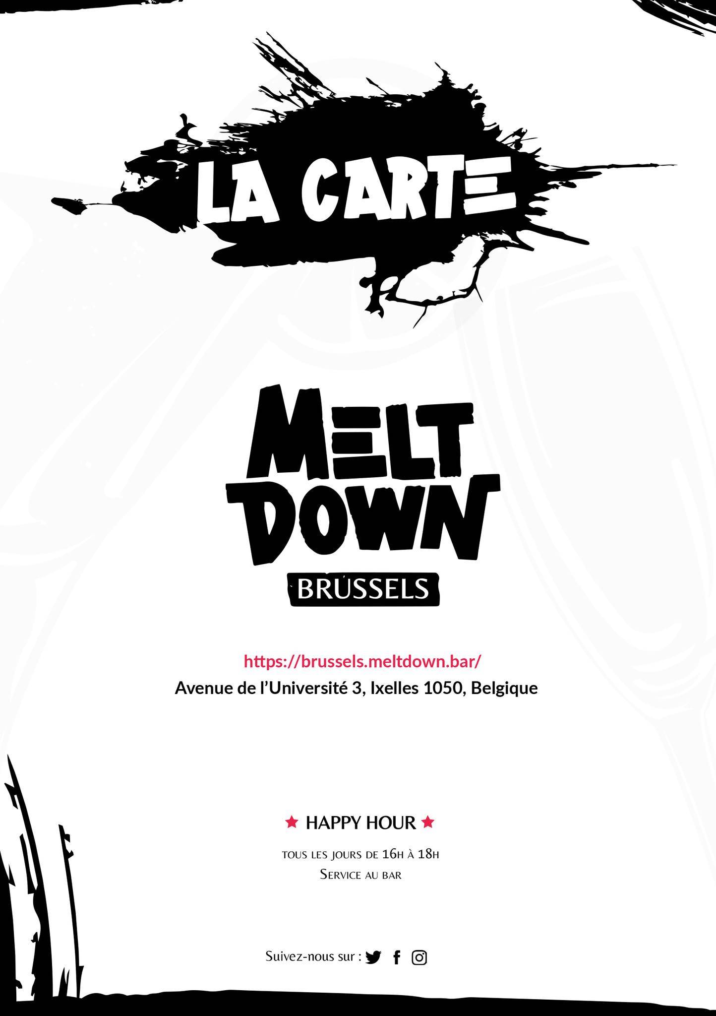 Menu de Meltdown Brussels