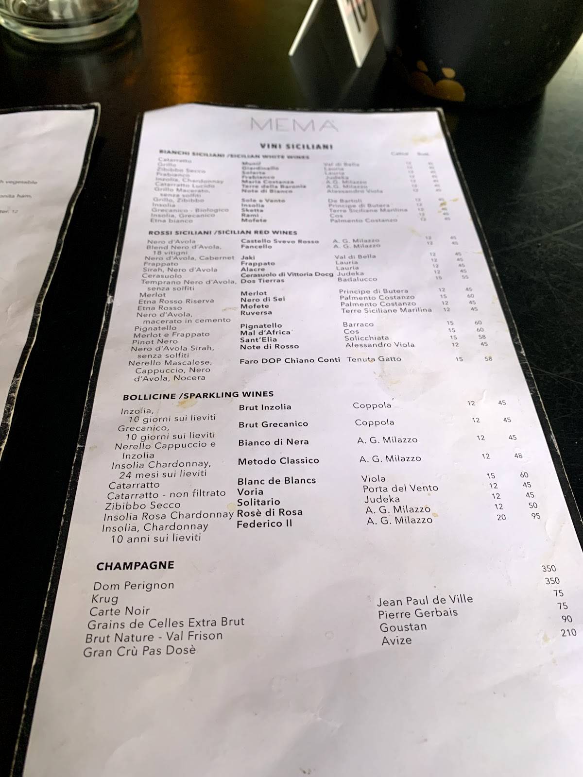 Menu di Memà 