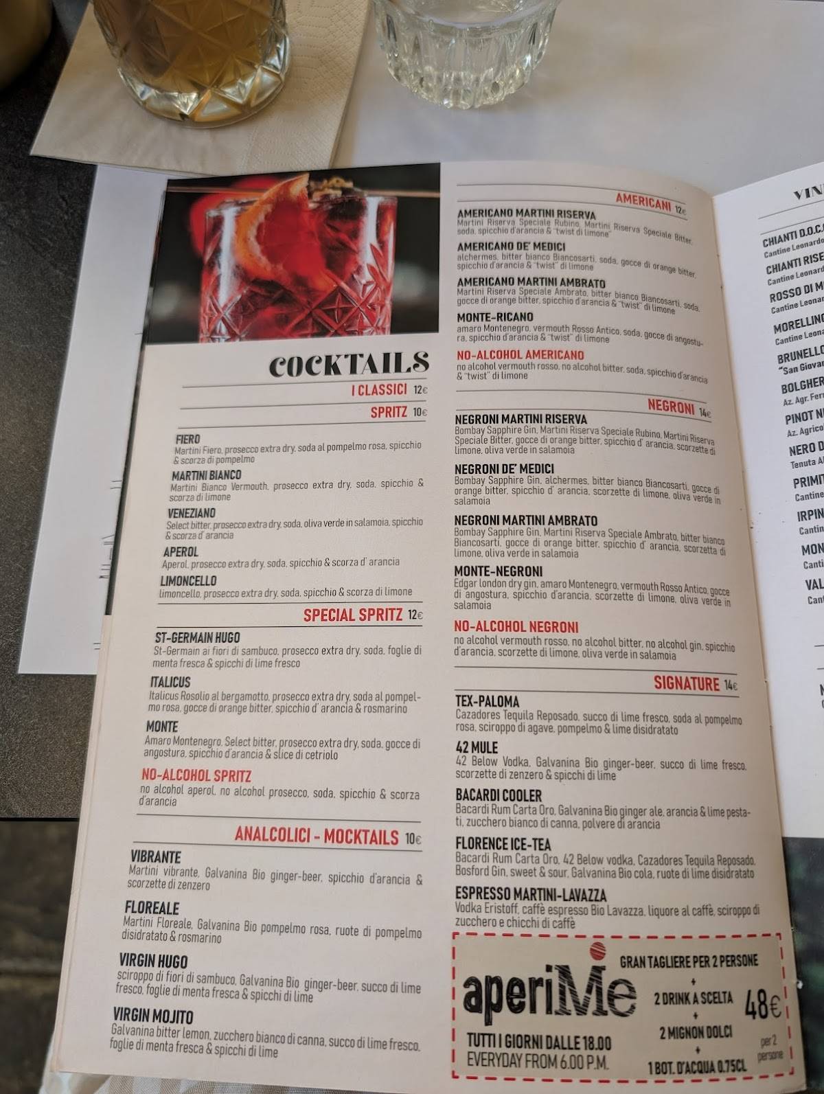 Menu di Menchetti Firenze - Cocktail Bar & Pizzeria 