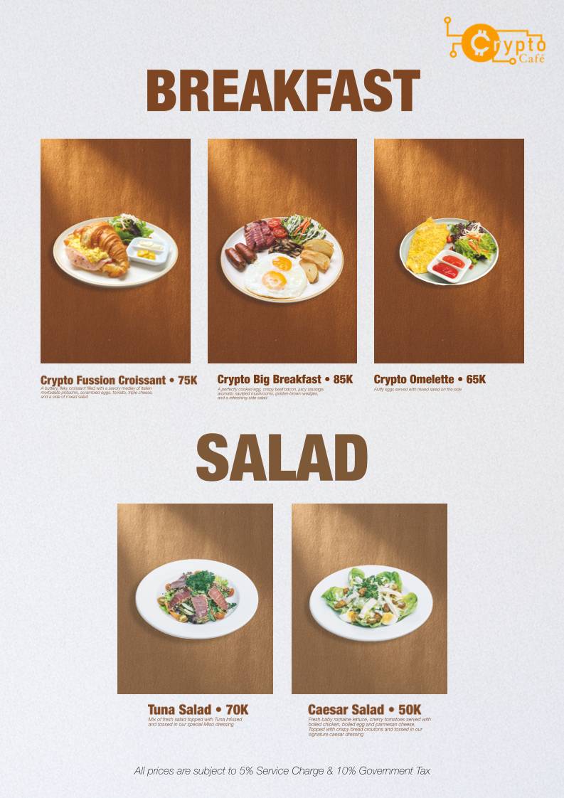 Menu at Crypto Cafe Bali, Mengwi
