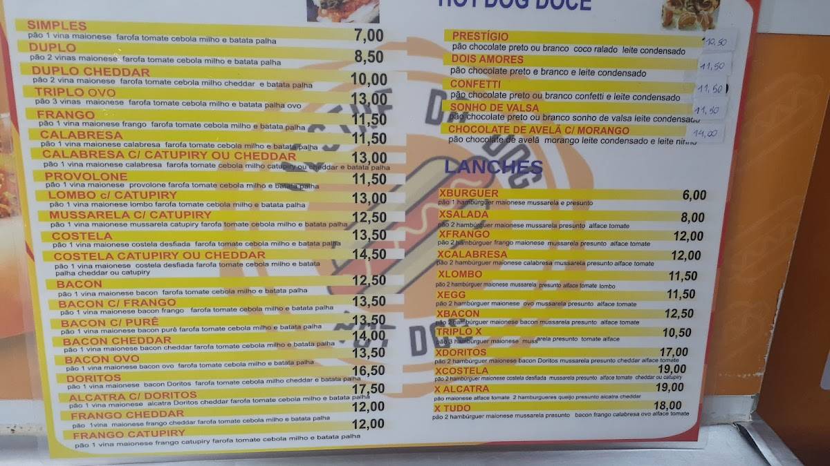 Mestre do dog cardápio