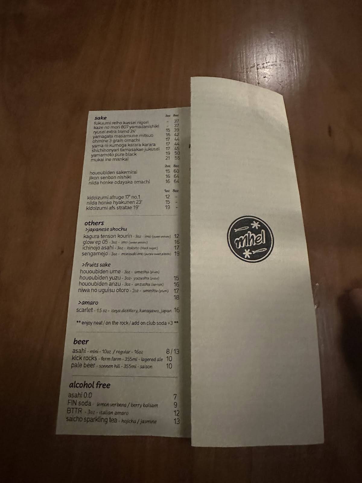Menu de Mhel