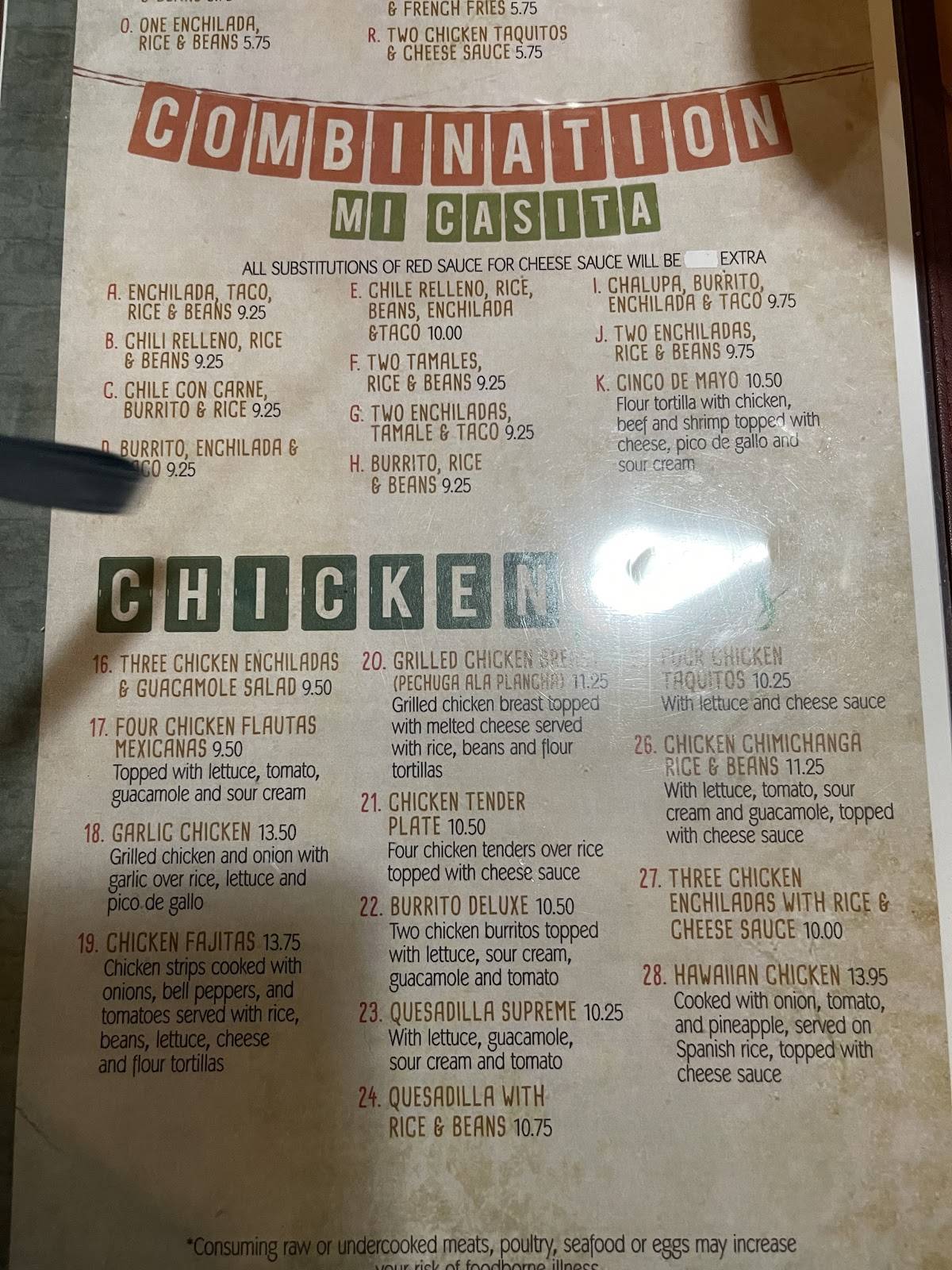 Menu at Mi Casita Mexican Restaurante, Laurel