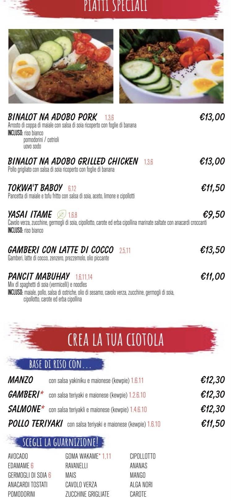 Menu di Ristorante Mabuhay 