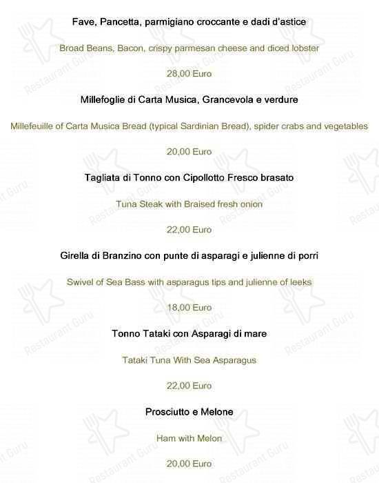 Menu di Nu Hotel Milano 