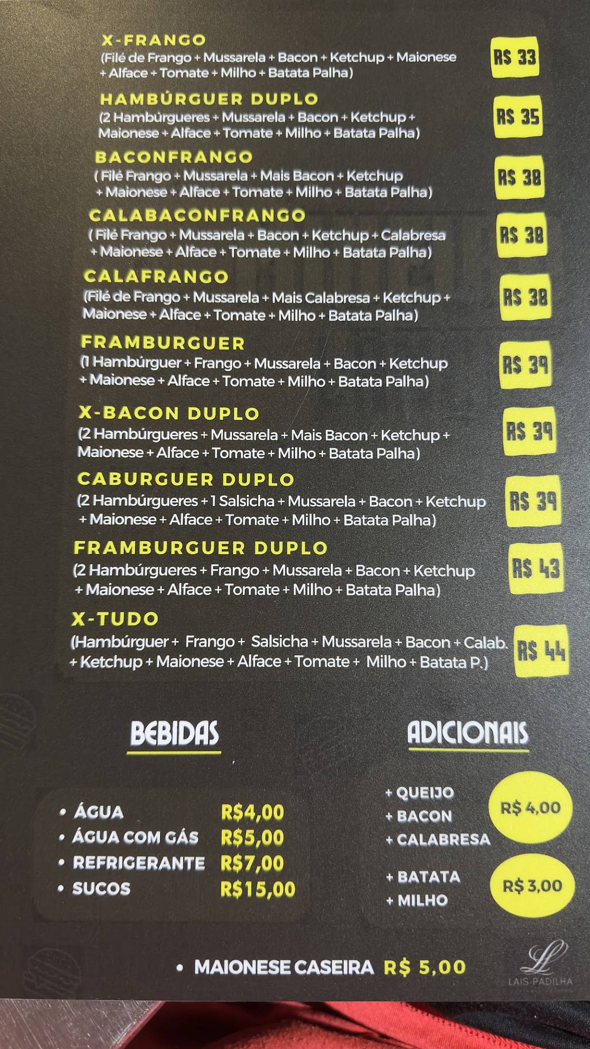 Mineiro Lanches e Fritas cardápio