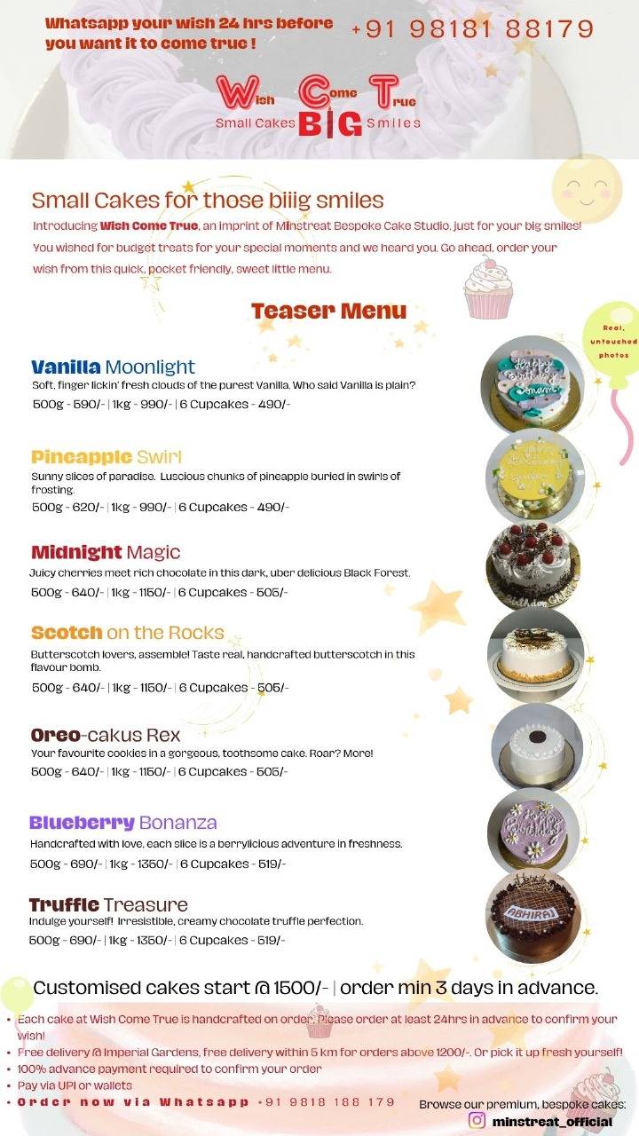 Minstreat Bespoke Cake Studio menu