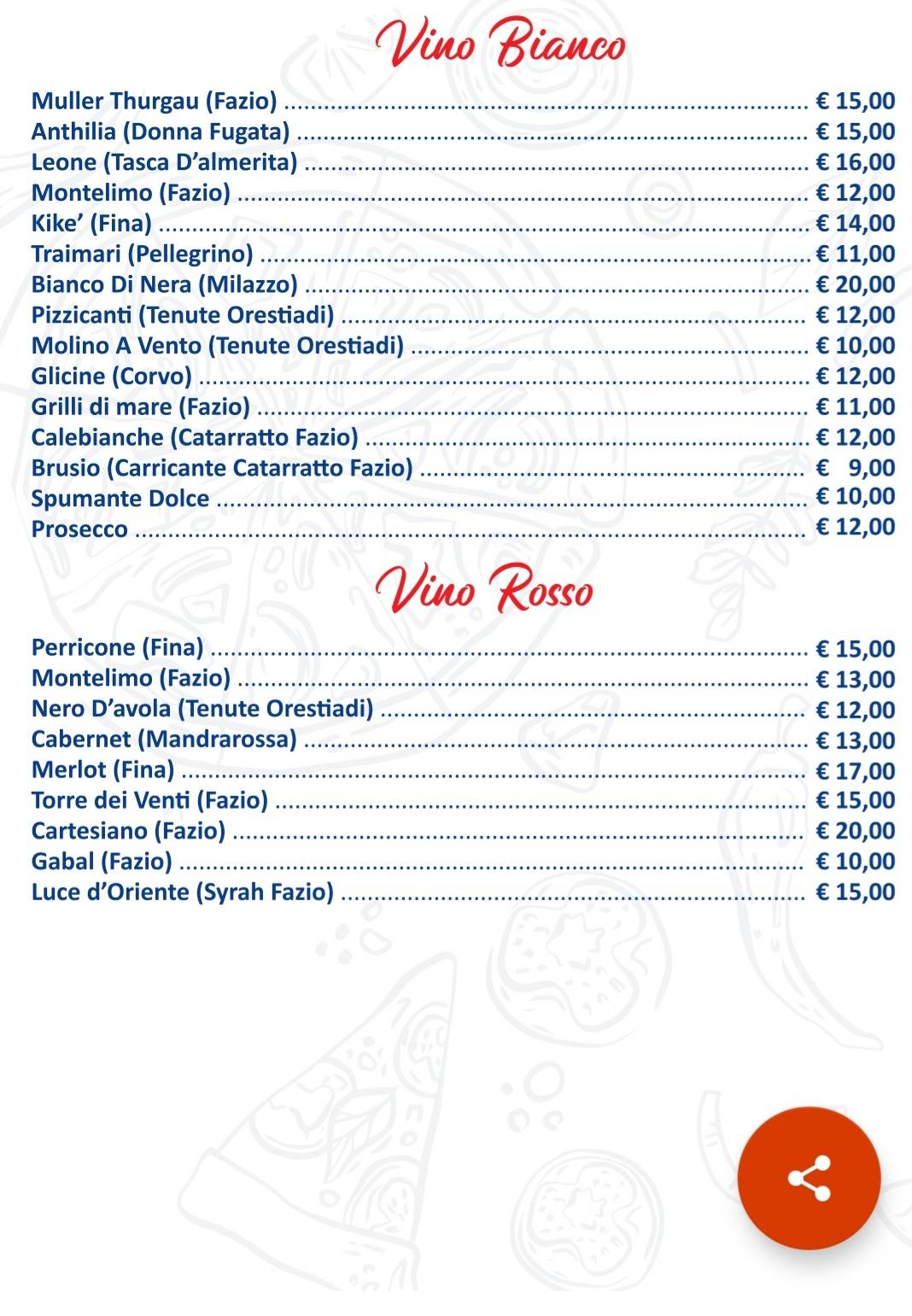 Menu di MiraMonte ristorante pizzeria
