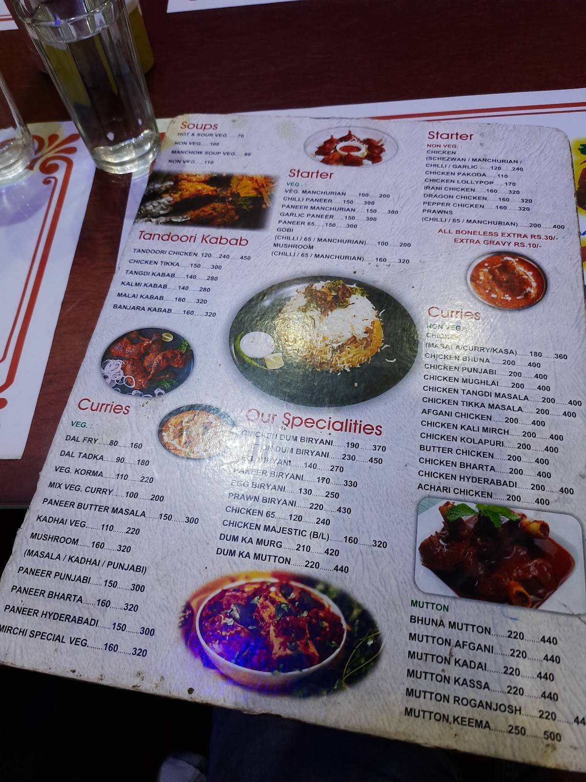 Mirchi Restaurant menu