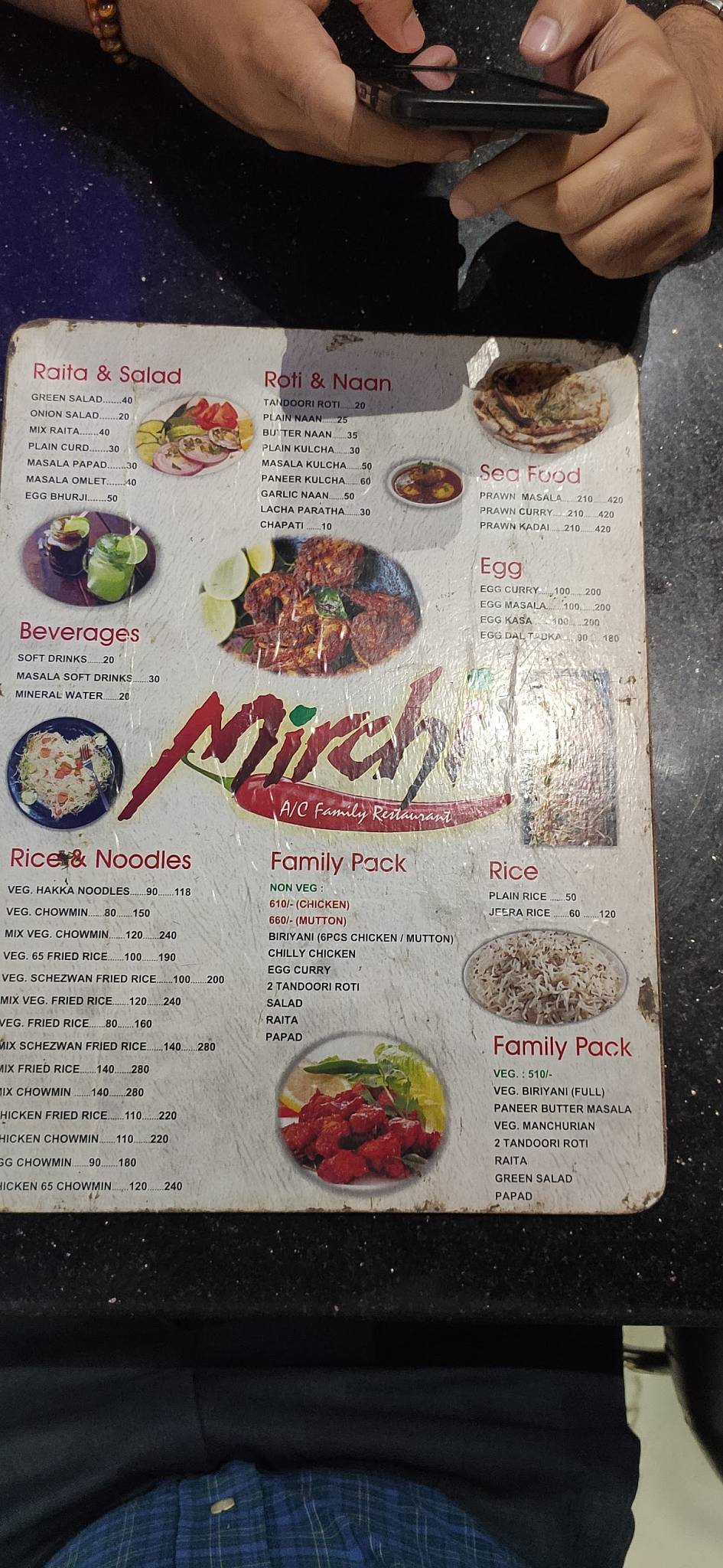Mirchi Restaurant menu