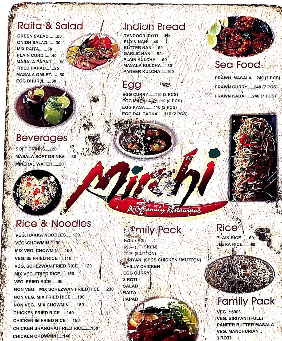 Mirchi Restaurant menu