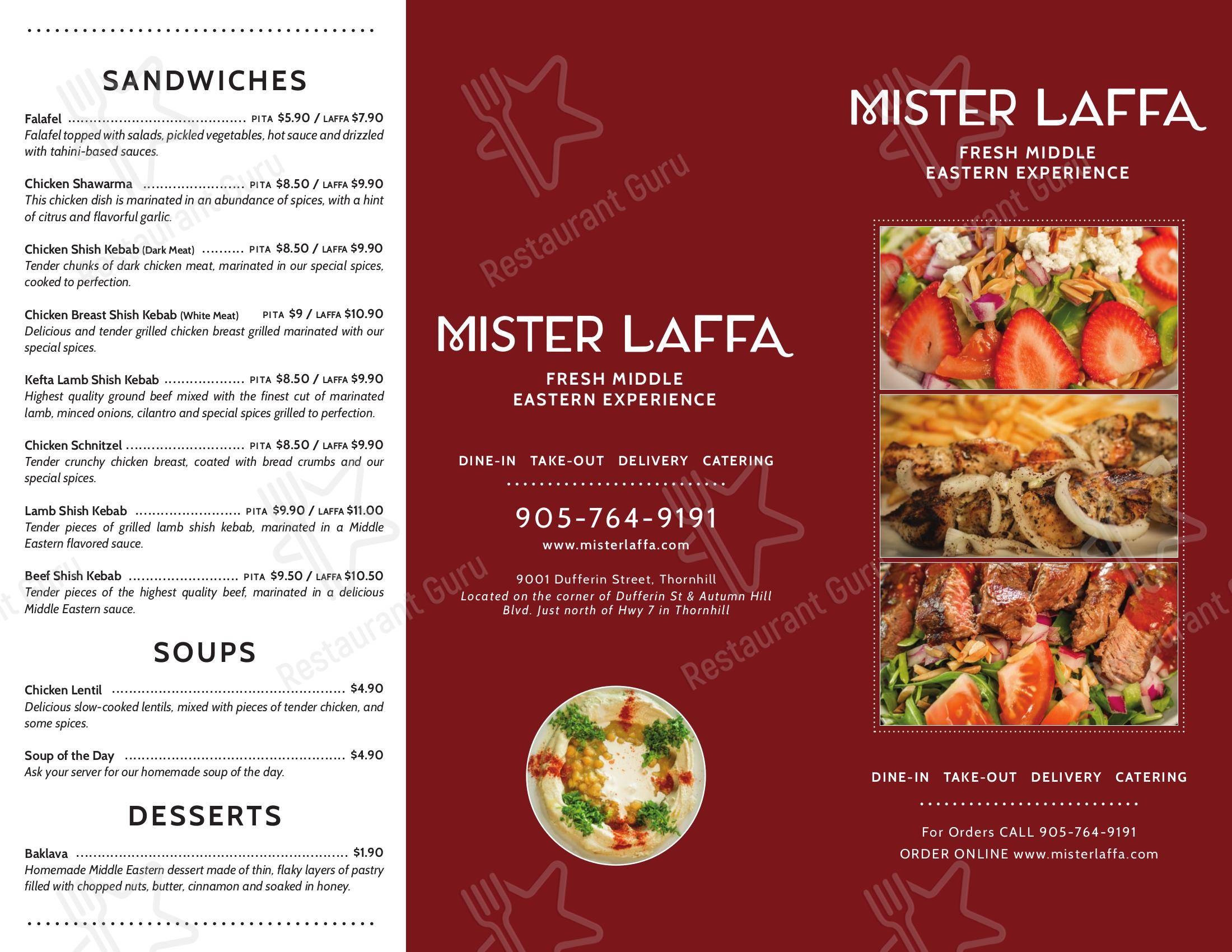 Menu pour Mister Laffa Shawarma House - Menu