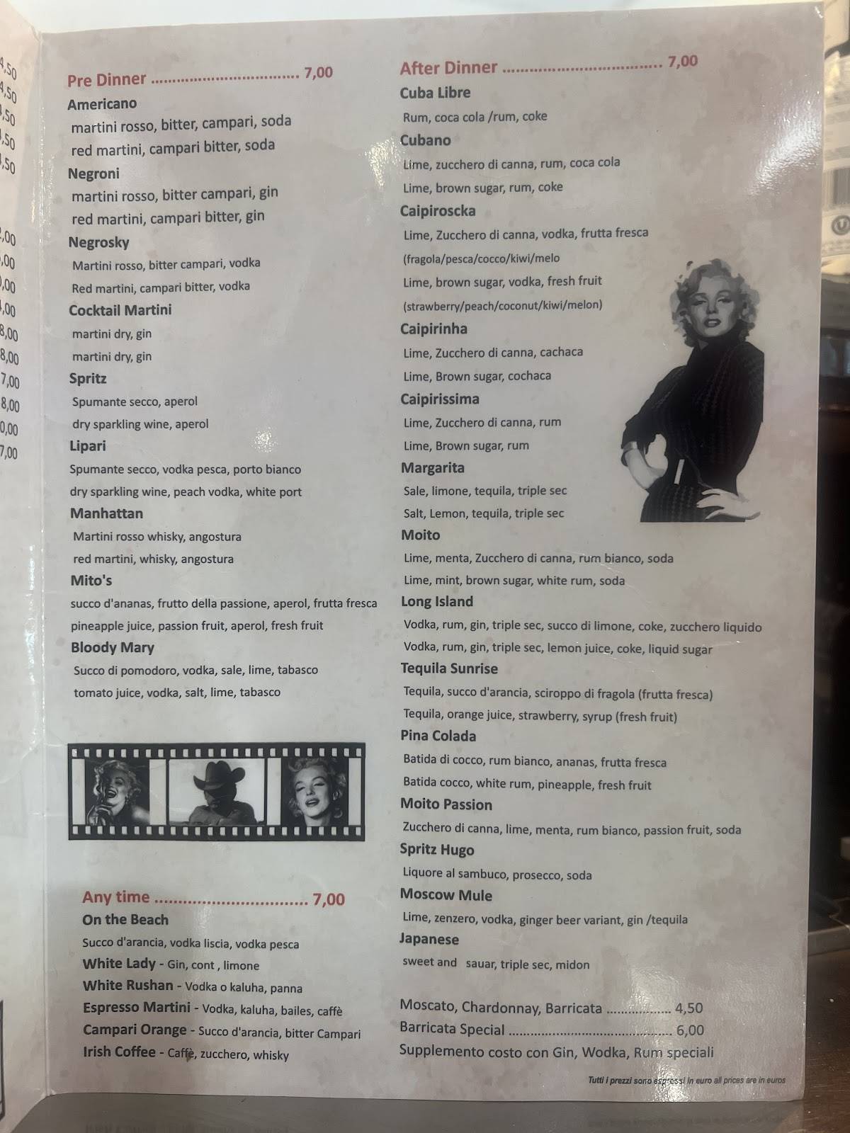 Menu di Mito's 