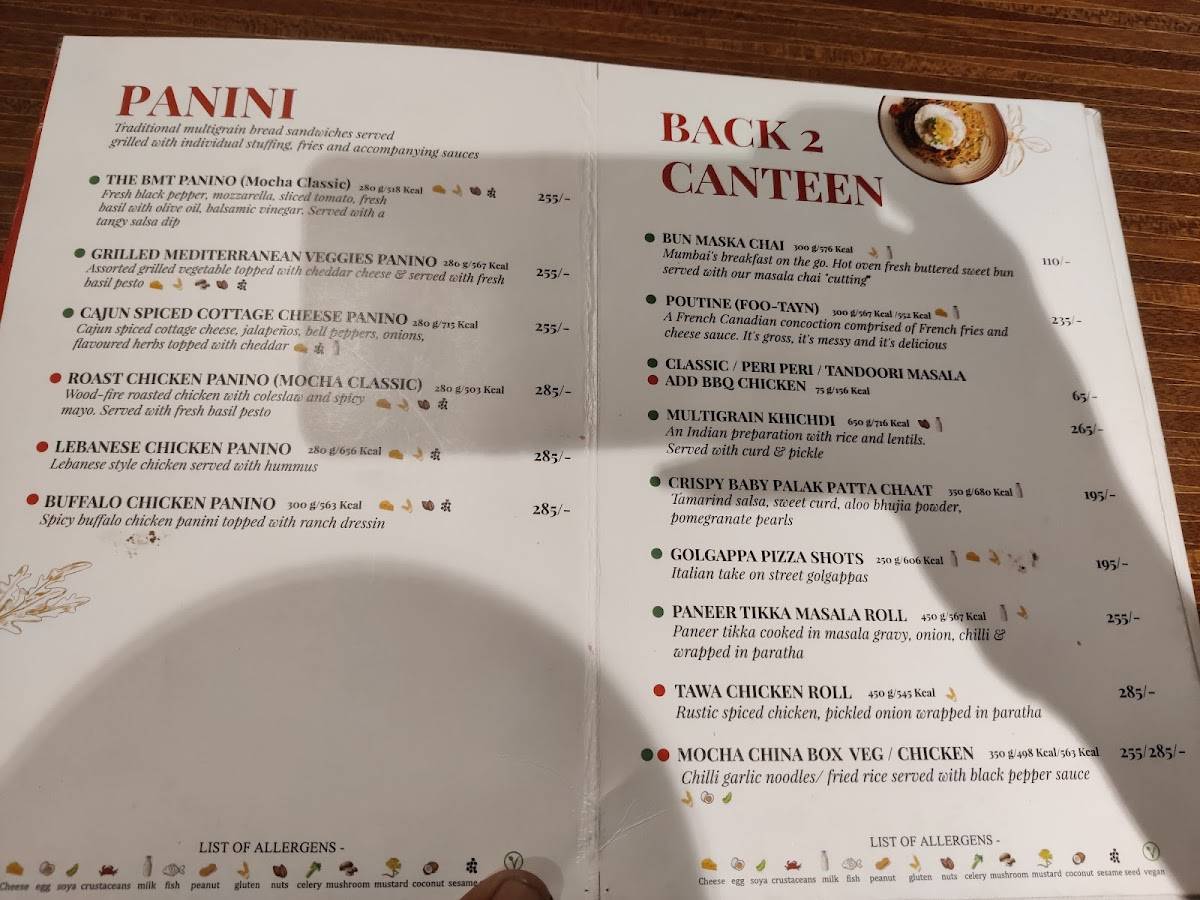 Mocha Café & Bar menu