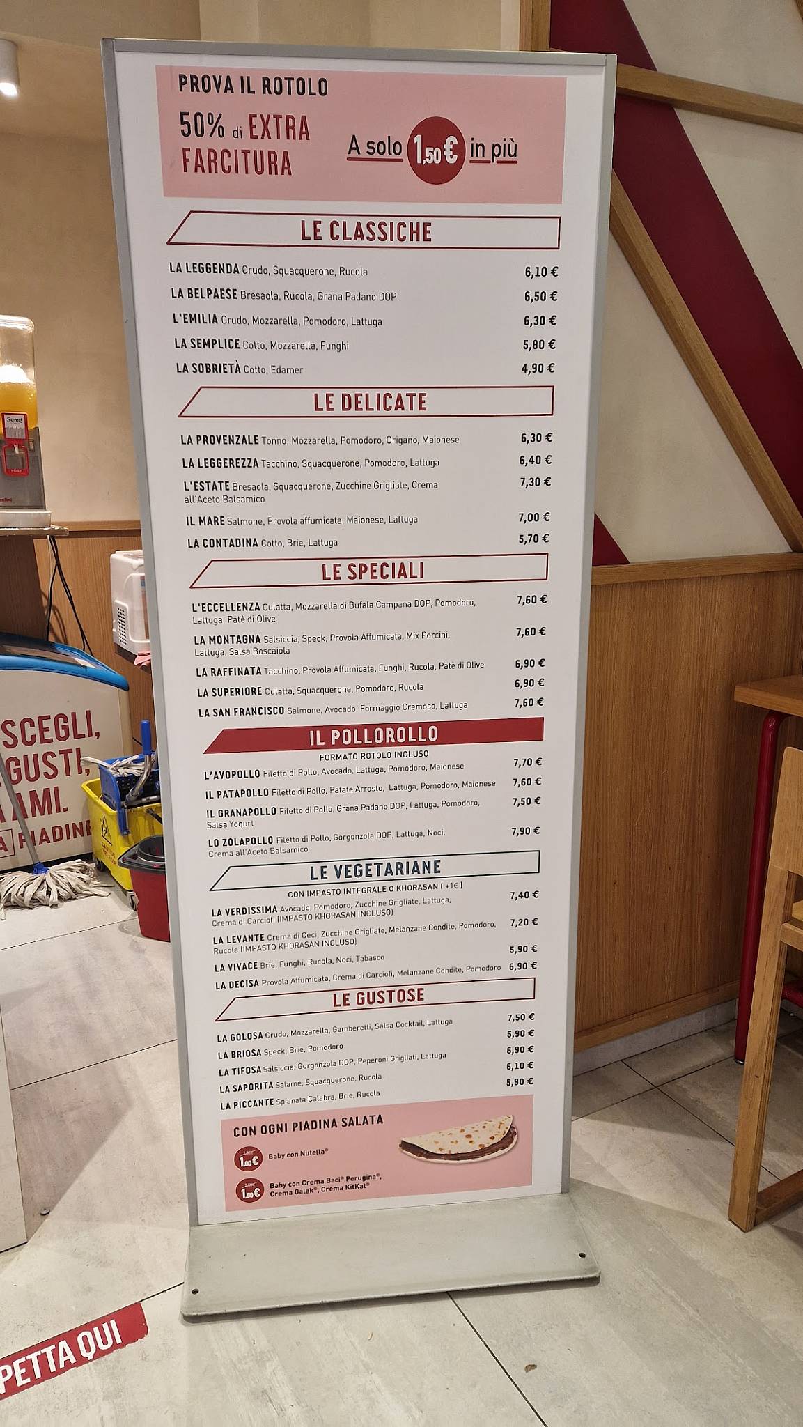 Menu di La Piadineria 