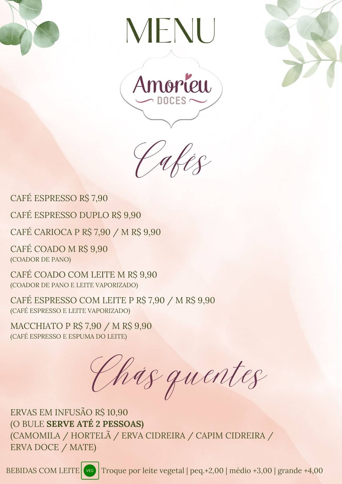 Amorieu Doces cardápio