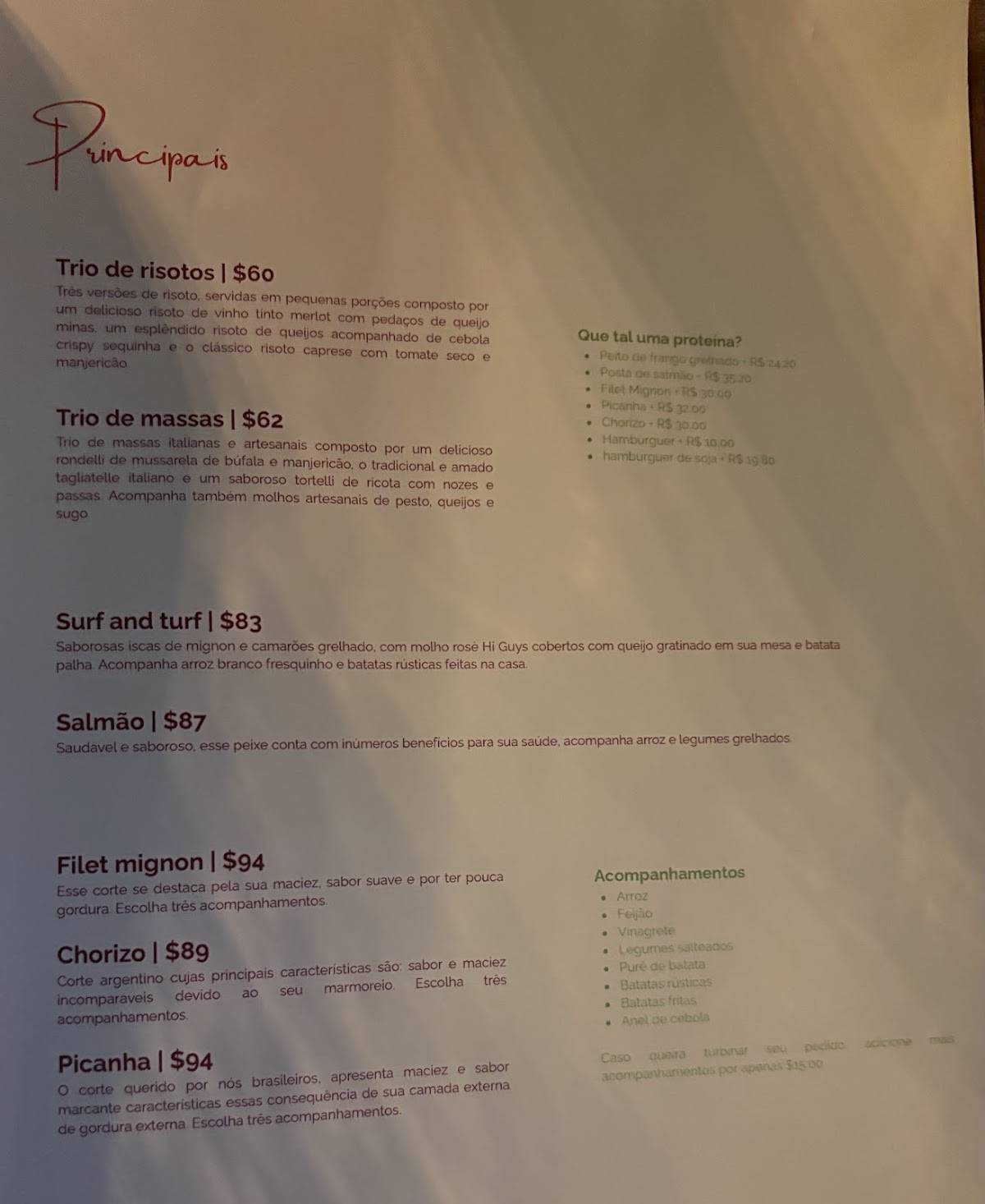 Hi Guys Restaurante cardápio