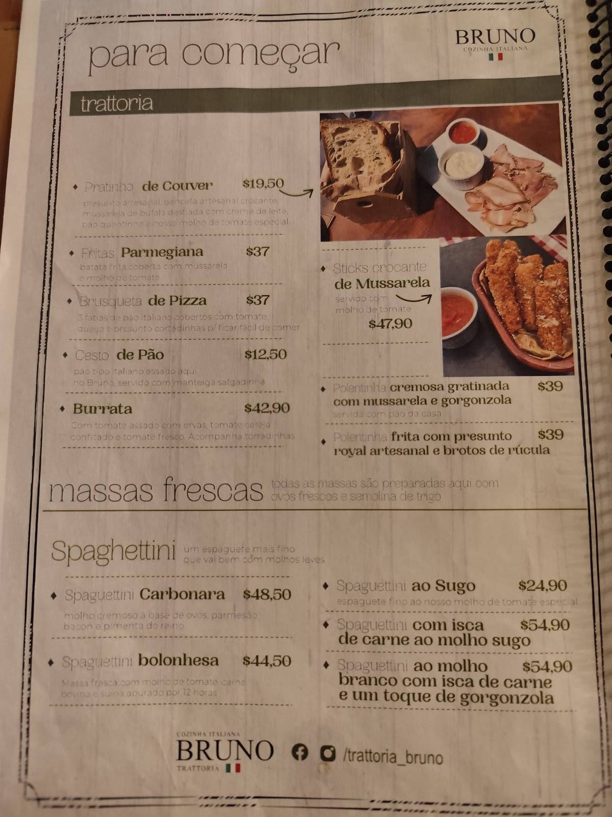 Trattoria Bruno cardápio