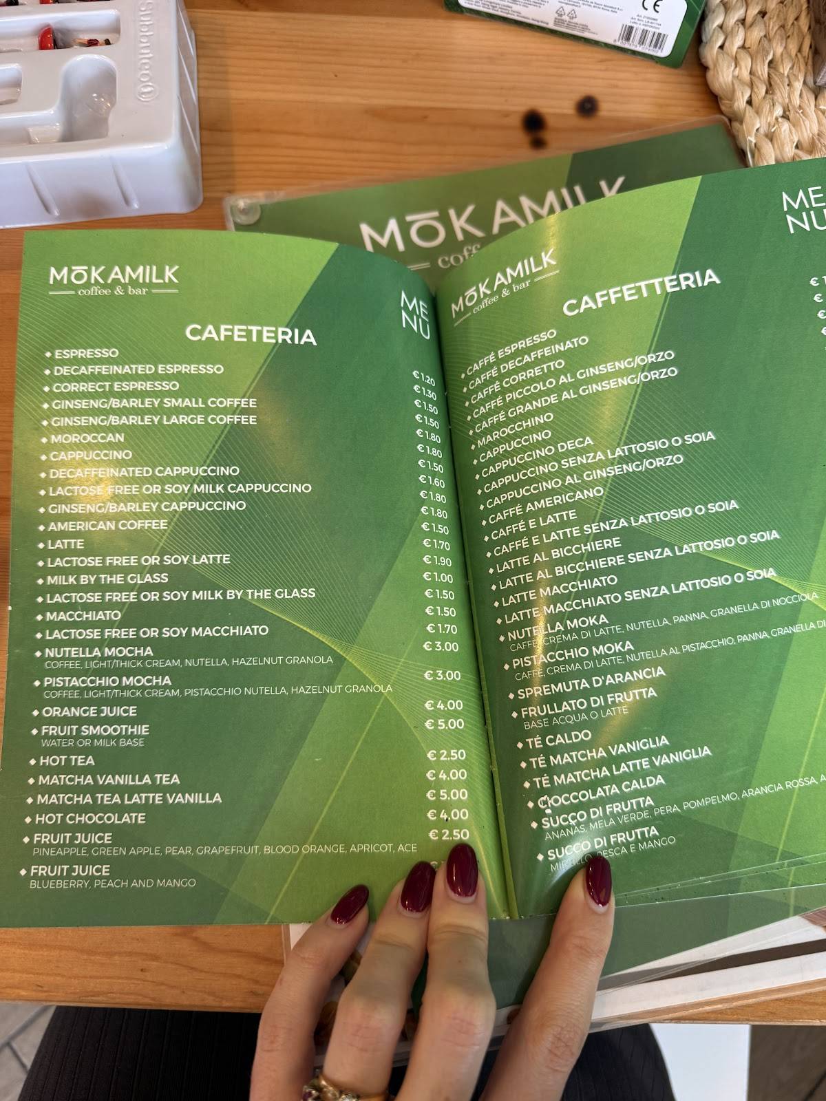 Menu di MokaMilk 