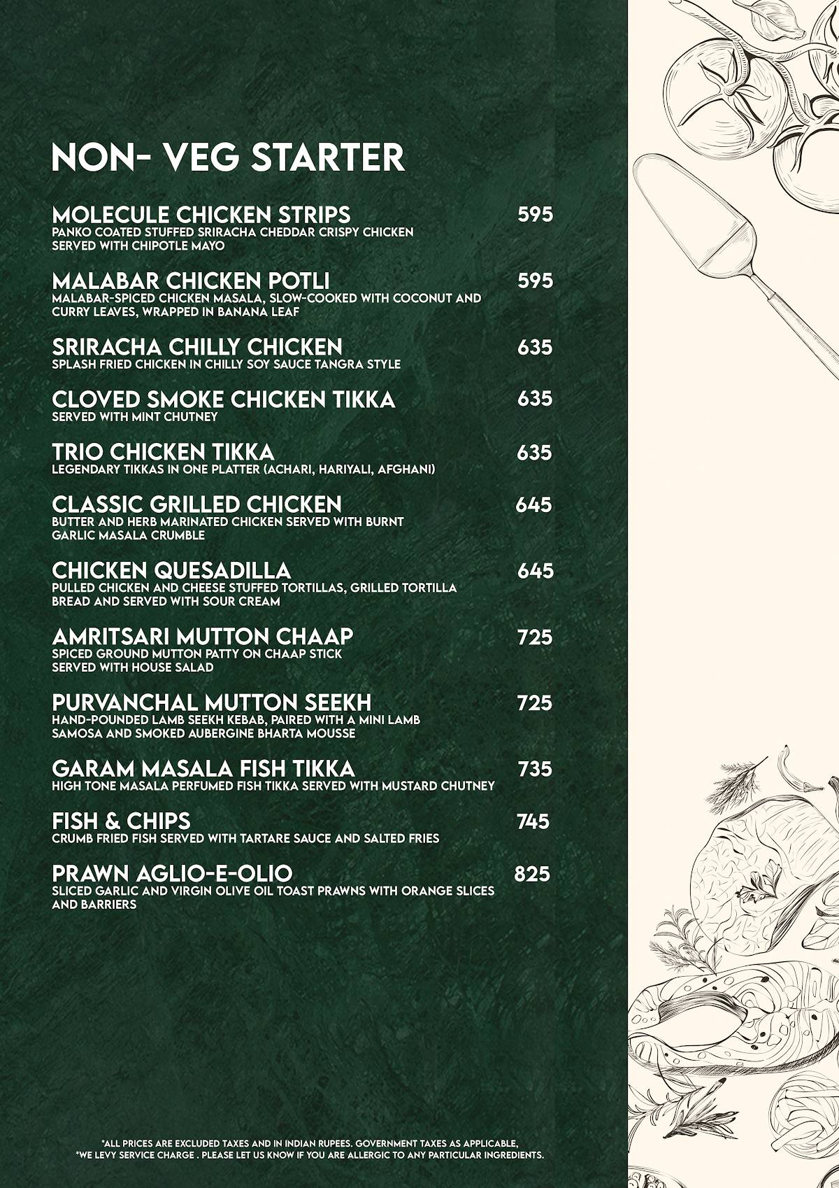 Molecule Agra menu
