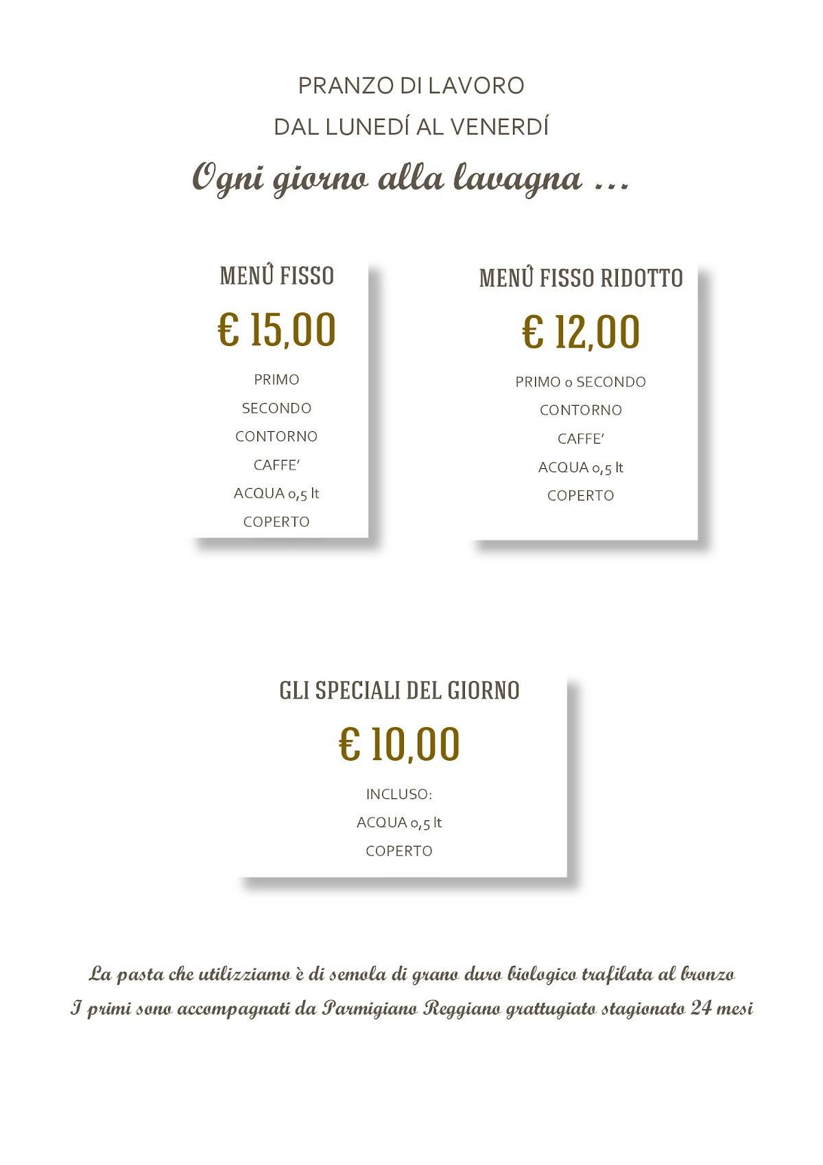 Menu di La Gusteria 