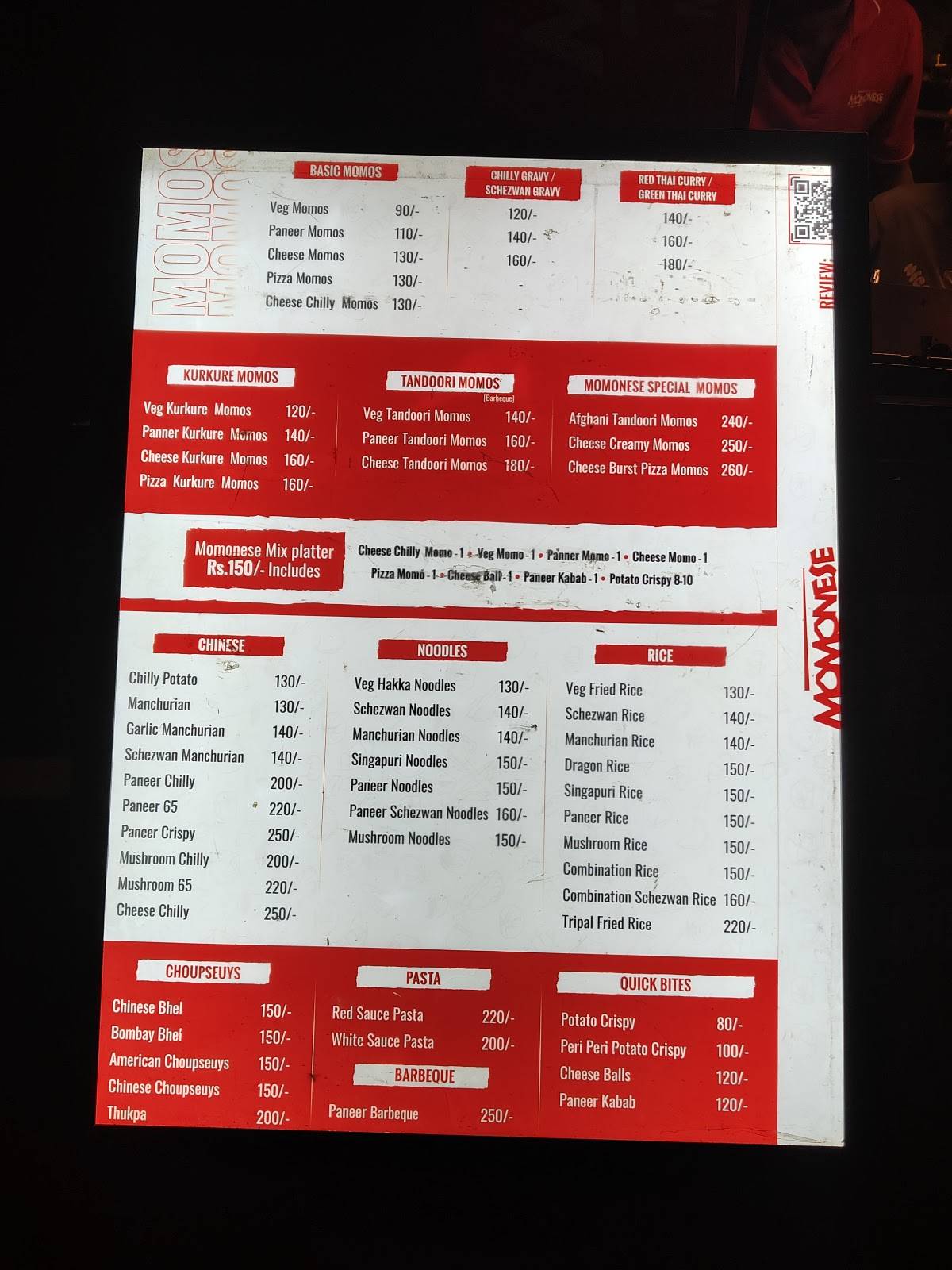 Momonese on Wheels menu