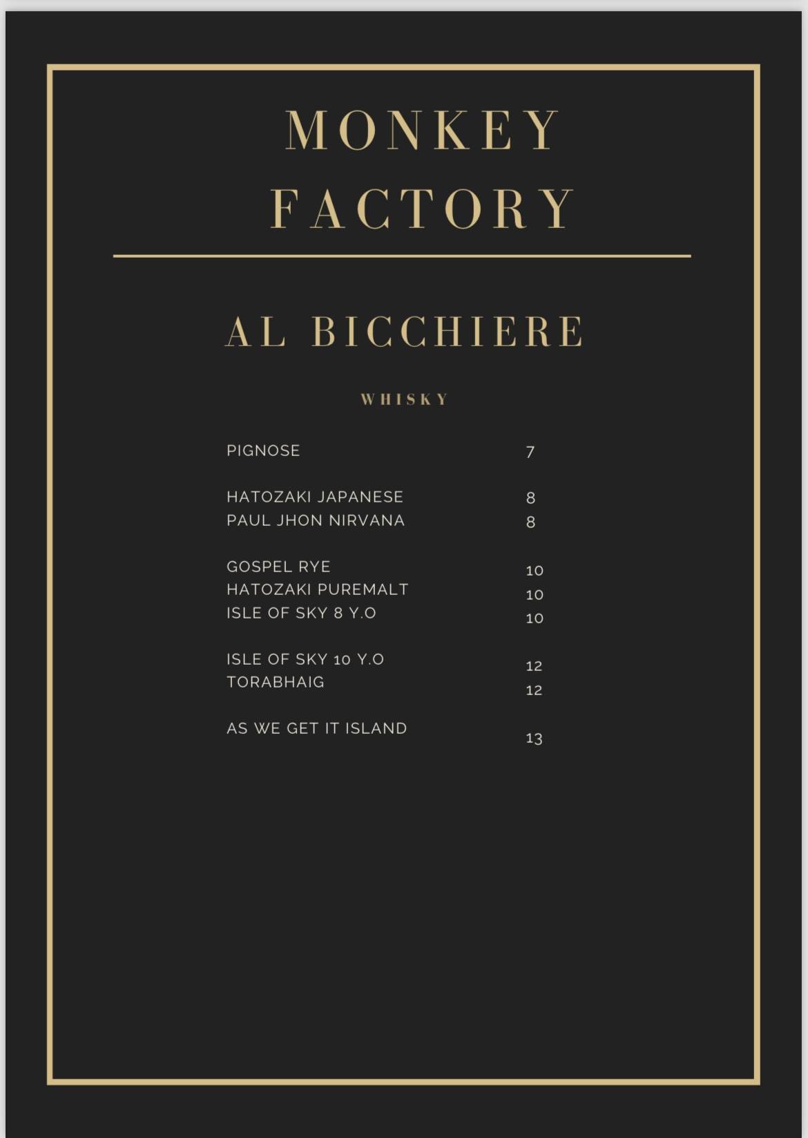 Menu di Monkey Factory 