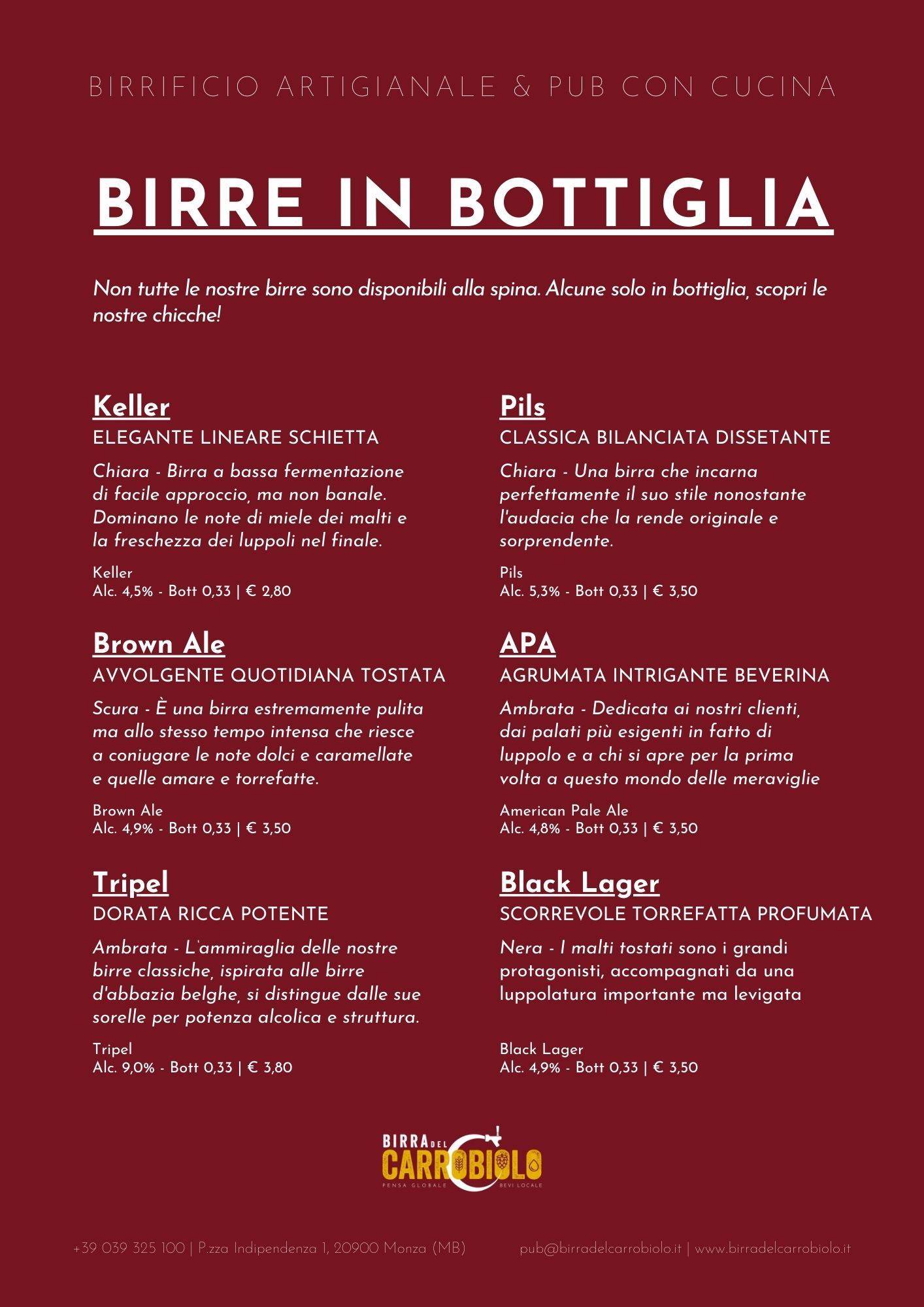 Menu di Carrobiolo Brewpub 